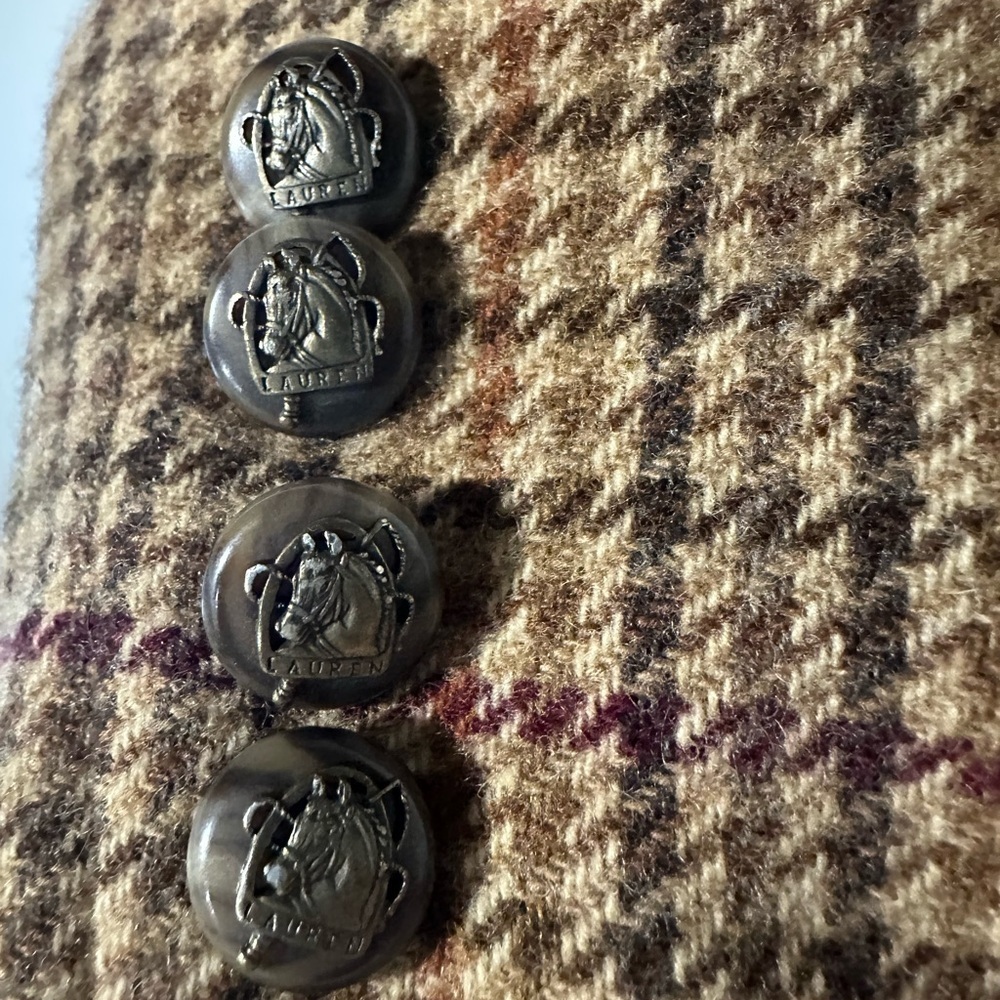Vintage Lauren Ralph Lauren Wool Houndstooth Blazer Jacket 10 - Picture 4 of 6